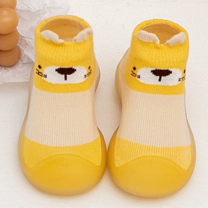 calcetin zapato bebe naranja suela goma resistente